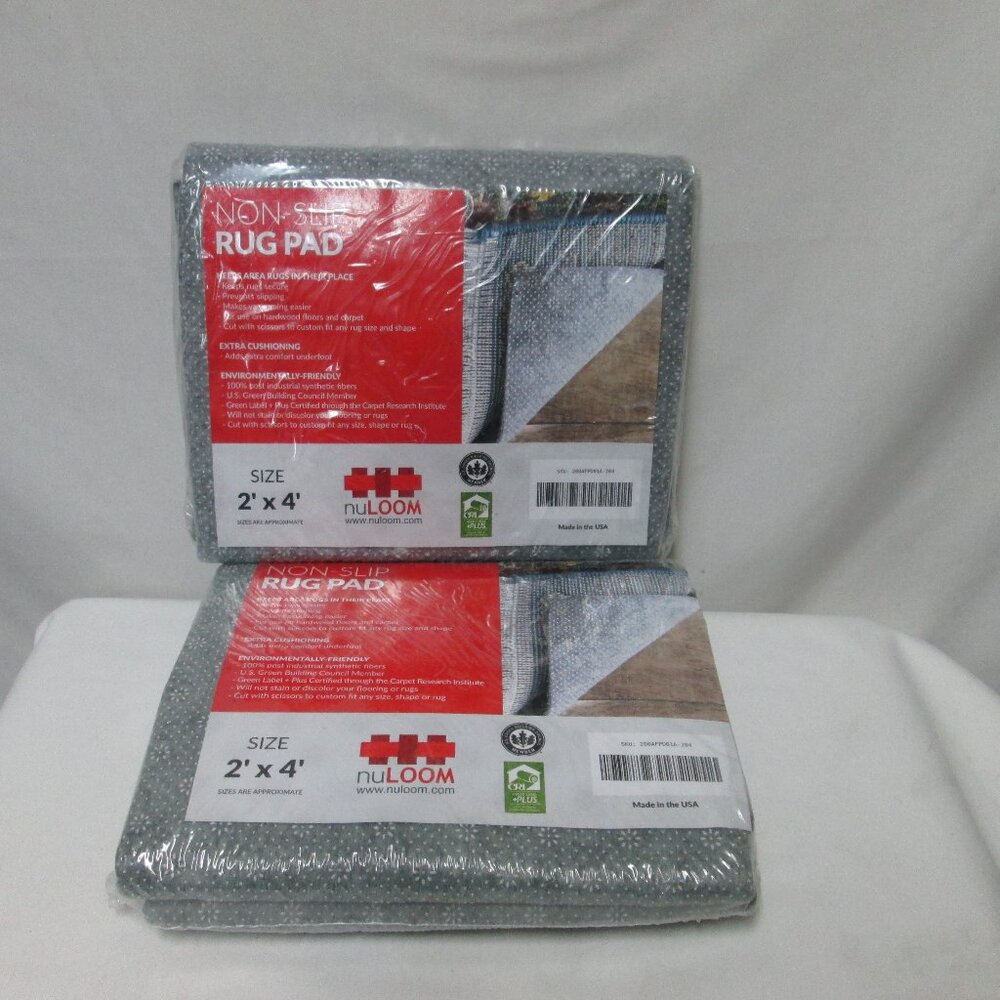 nuLOOM Brody Eco-Friendly Non Skid Rug Pad 2' x 4' grey Set 2 Sealed NWT NEW